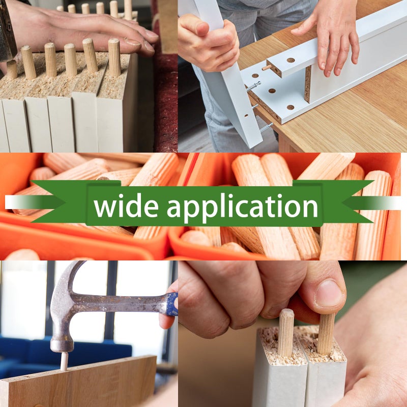 Tanbupu 225Pcs 8 Values Wood Dowels Kit 1/4"" 5/16"" 3/8"", Wooden Dowel Pins, Fluted Wood Dowels Rods for Crafts, Furniture, DIY Manual - Image 5